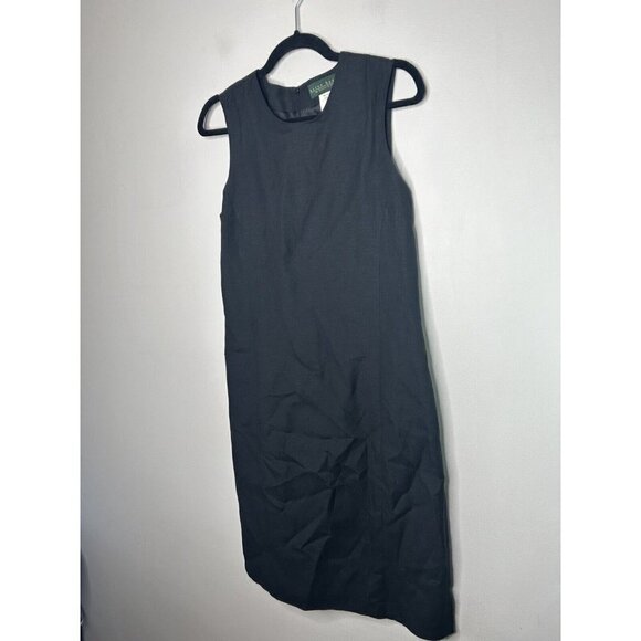 Harve Benard Women's Sleeveless Button Down Linen Blend Solid Black Size 12 - Picture 3 of 13